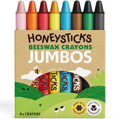 Honeysticks Jumbo Crayons 8-pack color swatches for vibrant art sessions