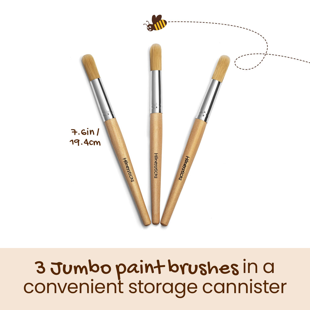 Honeysticks jumbo paint brush with wooden handle shows easy grip for kids
