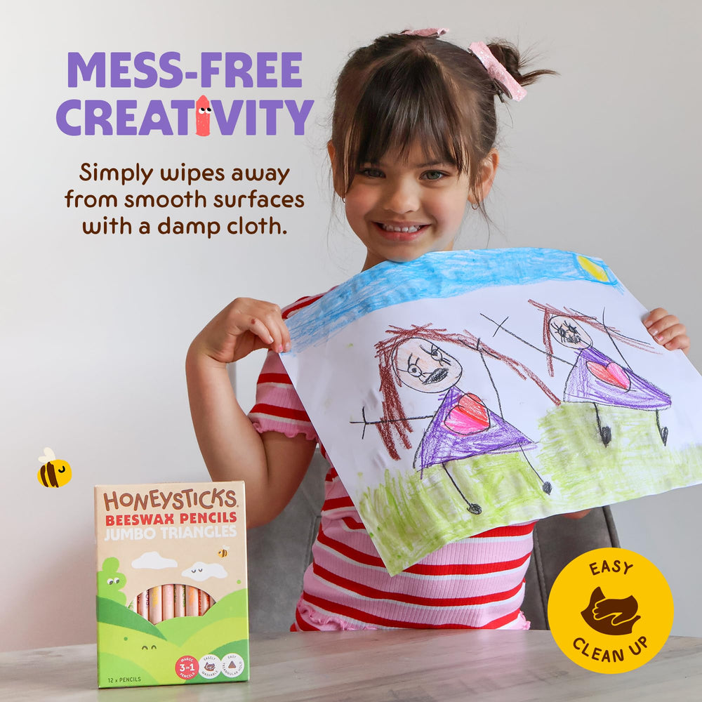 Honeysticks Jumbo Triangle Pencils packaged as a gift-ready option for kids.