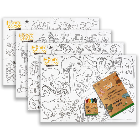 Honeysticks Kids Activity Set: giant earth creatures poster for imaginative learning.
