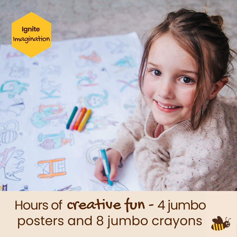 Honeysticks Kids Activity Set: giant jungle world poster inspires creative exploration.