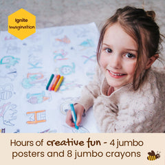 Honeysticks Kids Activity Set: giant jungle world poster inspires creative exploration.