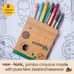 Honeysticks Kids Activity Set: numbers and alphabet poster supports early literacy.