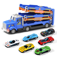 HONGTUO Toddler Truck Track opened for 55-inch racing play, ready for action.