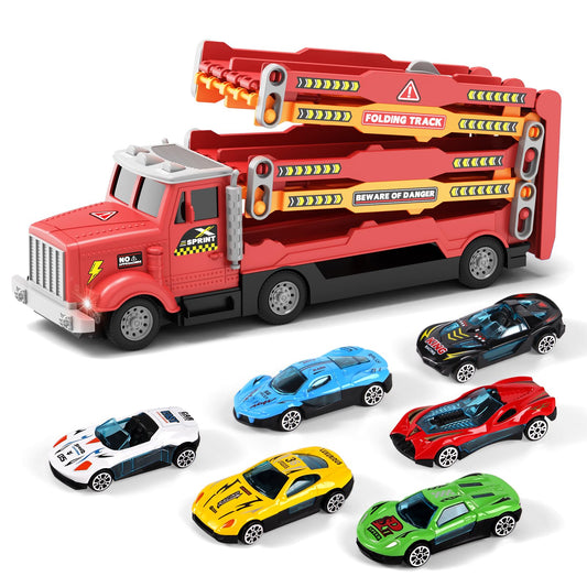 HONGTUO toy truck with foldable track for portable playtime