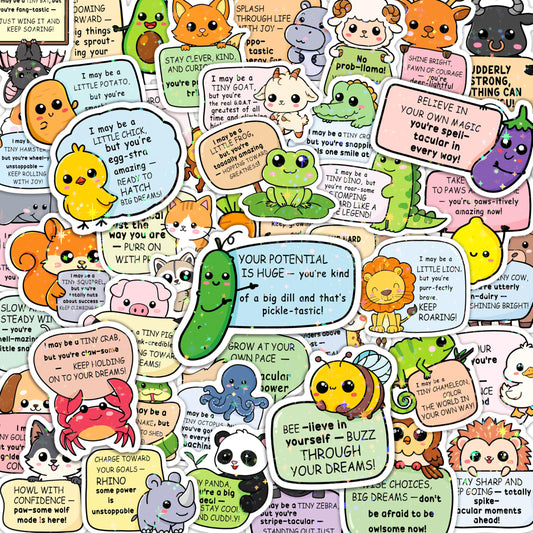 HONHO inspirational animal stickers on a water bottle add sparkle and daily motivation