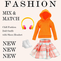 Honlaella plaid pleated skirt outfit for 11.5-inch dolls, versatile styling