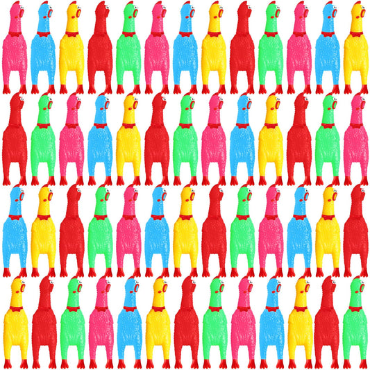 Honoson 50-piece rubber chickens pack in bright colors for sharing and play