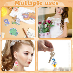 After baking, final pieces are smaller and thicker for durable keychains.
