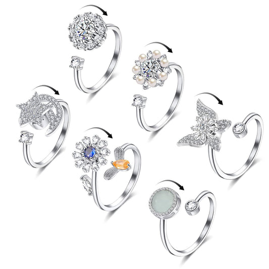 Honsny butterfly anxiety ring with spinning top for fidget relief during work