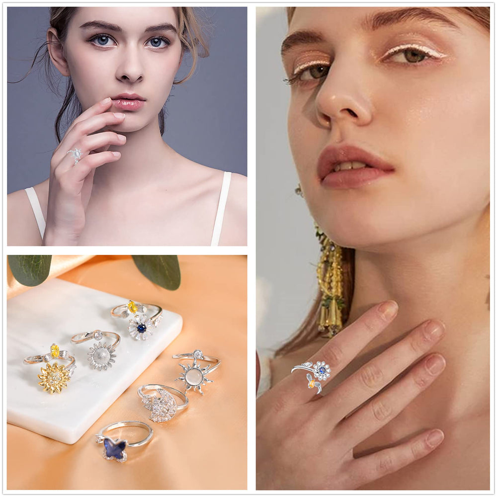 Honsny fidget ring with star and moon spin for versatile wear and focus.