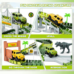 Hony Dinosaur Tracks track pieces forming a colorful, engaging setup
