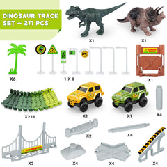 Hony Dinosaur Tracks race cars and dinosaurs in action on a flexible track