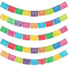 HOOJO 82ft Mexican party banners with 12 patterns for festive decor.