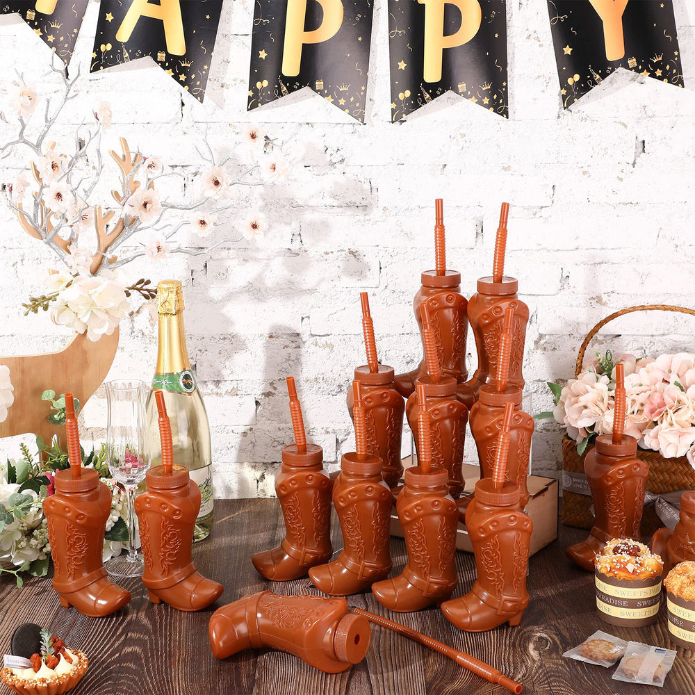 Hoolerry cowboy boot cups on table, ideal Western party decor