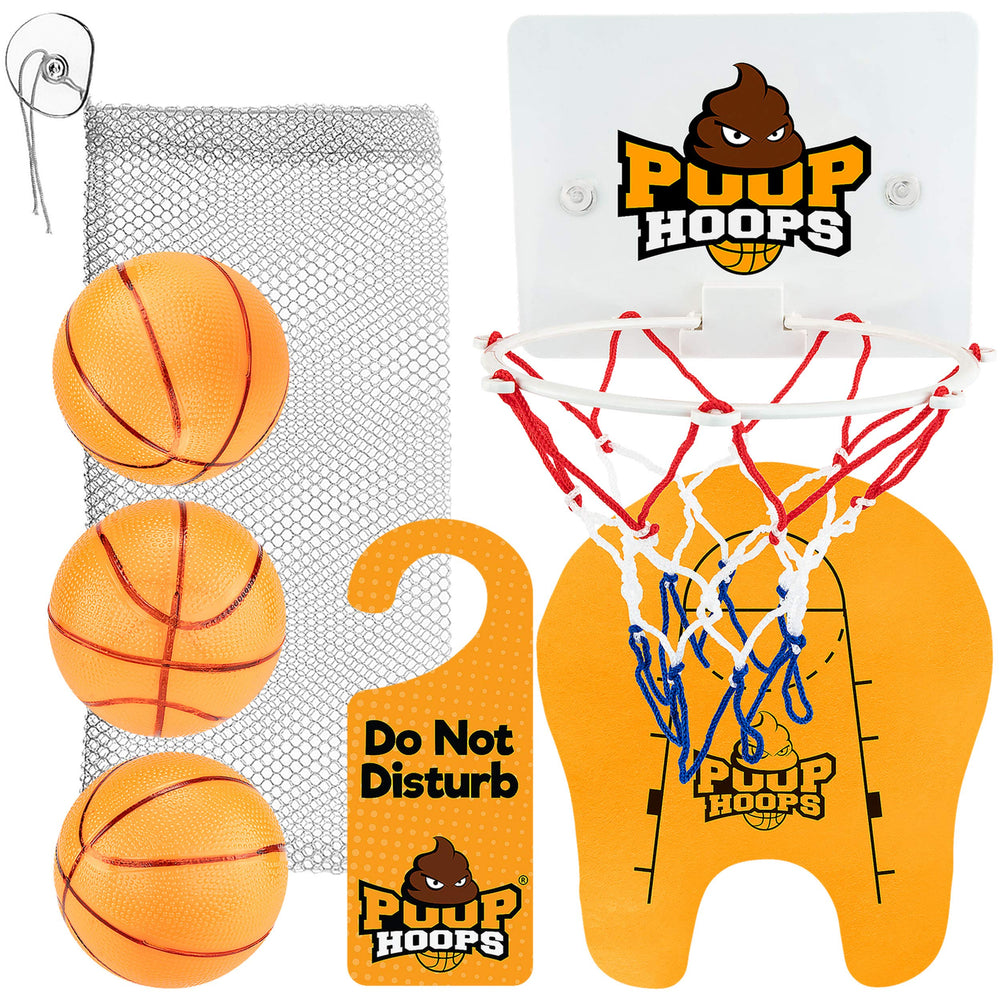 Hoopla Toys Poop Hoops toilet mat and net provide a stable play surface.