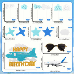Hooqict blue and white cloud airplane topper enhances cupcake presentation.