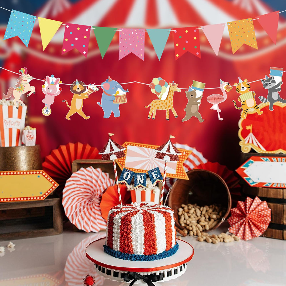Hooqict animal banner for photo backdrop at zoo or circus themed celebrations.