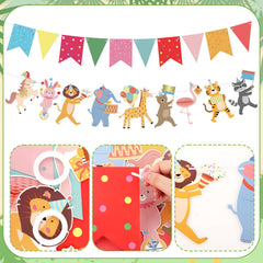 Hooqict animal parade banner, enhances mantel displays with bright party accents.