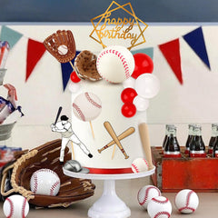 Hooqict happy birthday topper signals celebration with classic baseball styling.
