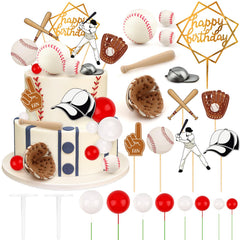 Hooqict mini baseball topper enhances cake decoration with vivid color and festive sports flair.