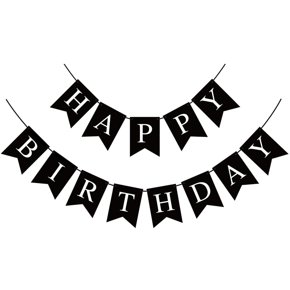 Hooqict black happy birthday banner backdrop for festive photo moments