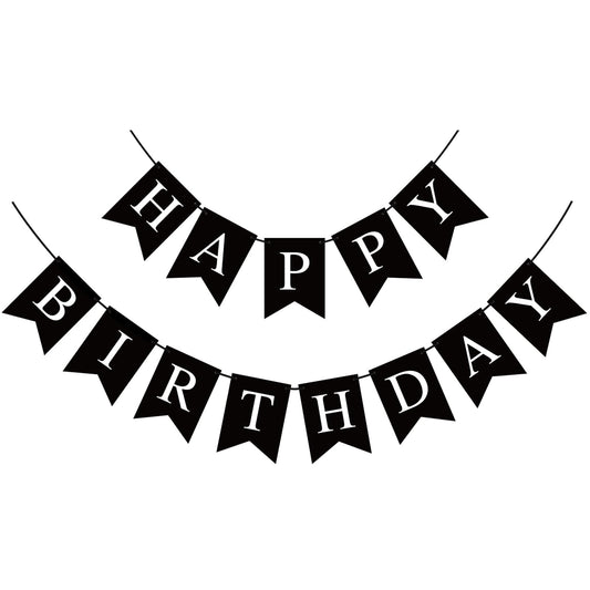 Hooqict black happy birthday banner backdrop for festive photo moments