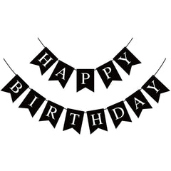 Hooqict black happy birthday banner backdrop for festive photo moments