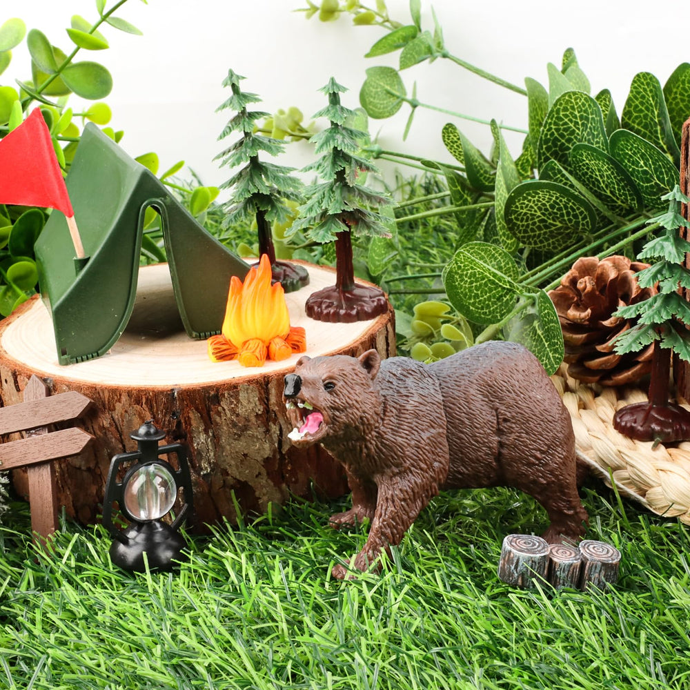 Hooqict camping cake toppers campfire creates cozy camp vibe on desserts.