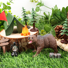 Hooqict camping cake toppers campfire creates cozy camp vibe on desserts.