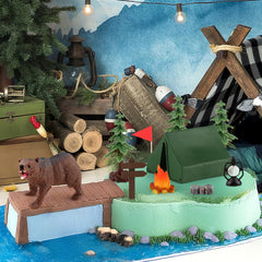 Hooqict camping cake toppers tree-1 brings forest canopy to cupcakes.