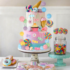 Hooqict candy cake topper donuts creates playful candyland vibes on cakes
