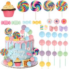 Hooqict candy cake topper lollipops adds vibrant whimsy to cupcakes and desserts