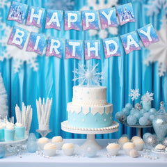 Hooqict castle-pattern bunting enhances princess or winter-themed party spaces