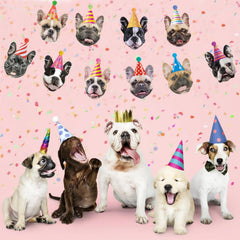 Hooqict dog birthday banner with 10 faces fits any wall for a personalized backdrop
