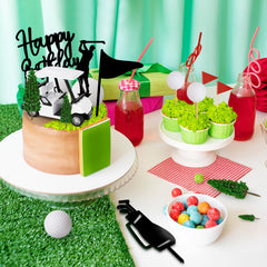Hooqict golf flag toppers bring color and theme to party treats.