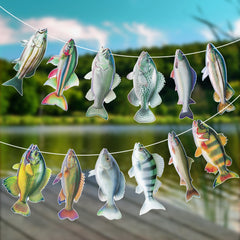 Hooqict Gone Fishing banner doubles as a photo backdrop for celebrations