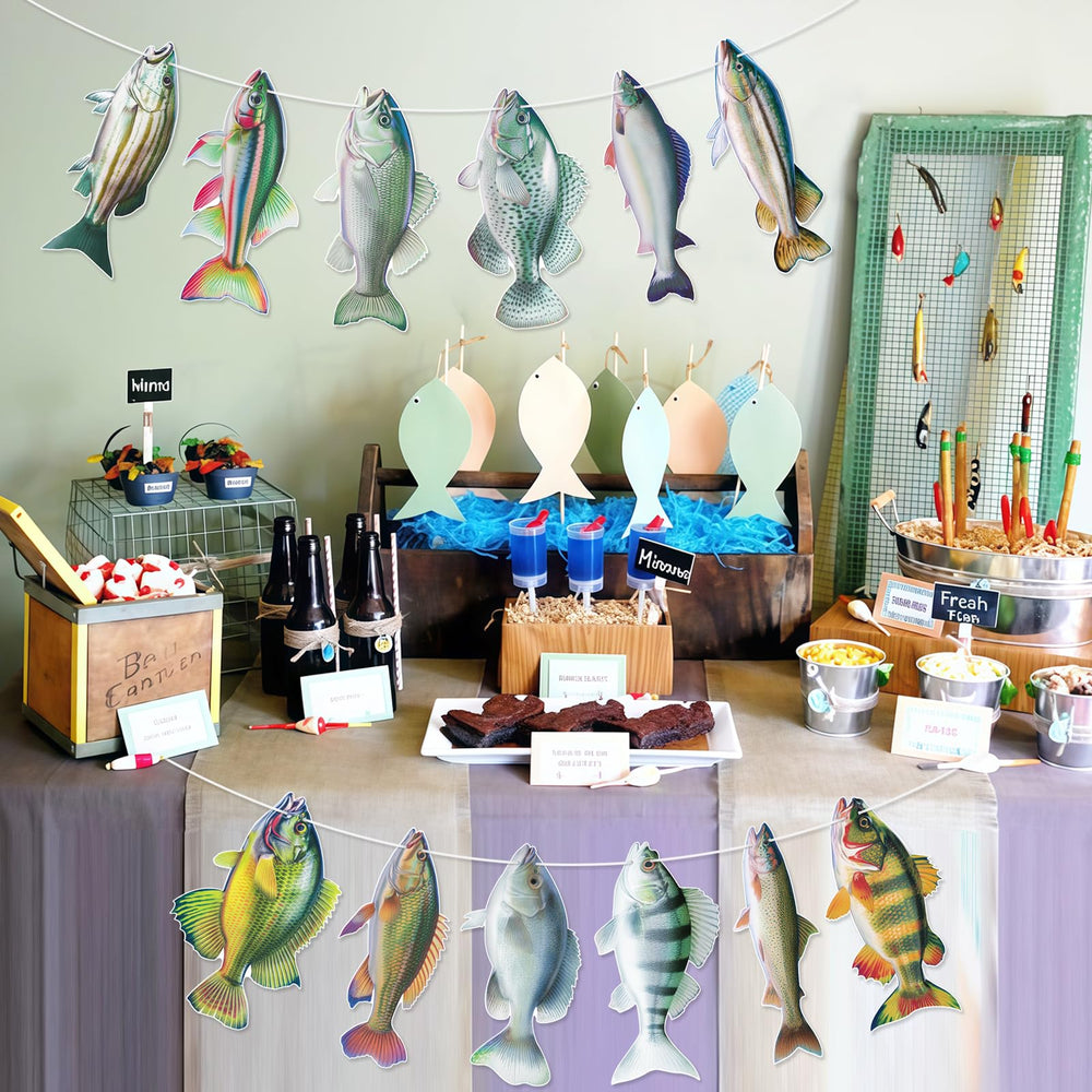 Hooqict Gone Fishing banner uses on windows, garden, and display spaces