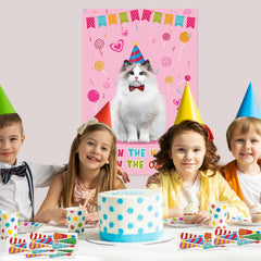 Hooqict kids enjoy a cat-themed party game outdoors with friends.