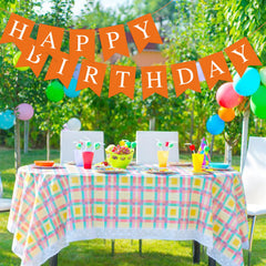 Hooqict orange banner complements garden party decor