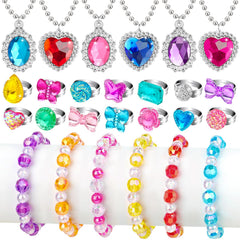 Hooqict princess dress up necklaces with glitter accents for imaginative play.