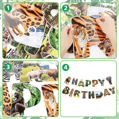 Hooqict Birthday banner compatible with safari and jungle themes