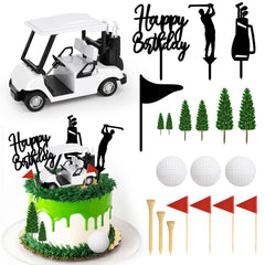 Hooqict white golf cart topper for cake decoration adds playful party flair.