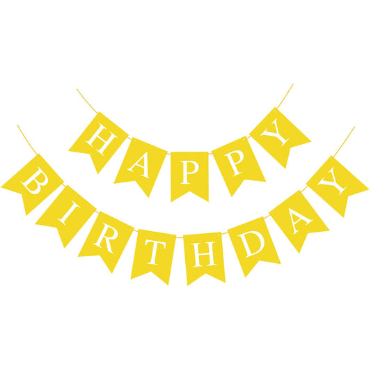 Hooqict yellow happy birthday banner backdrop enhances party photos