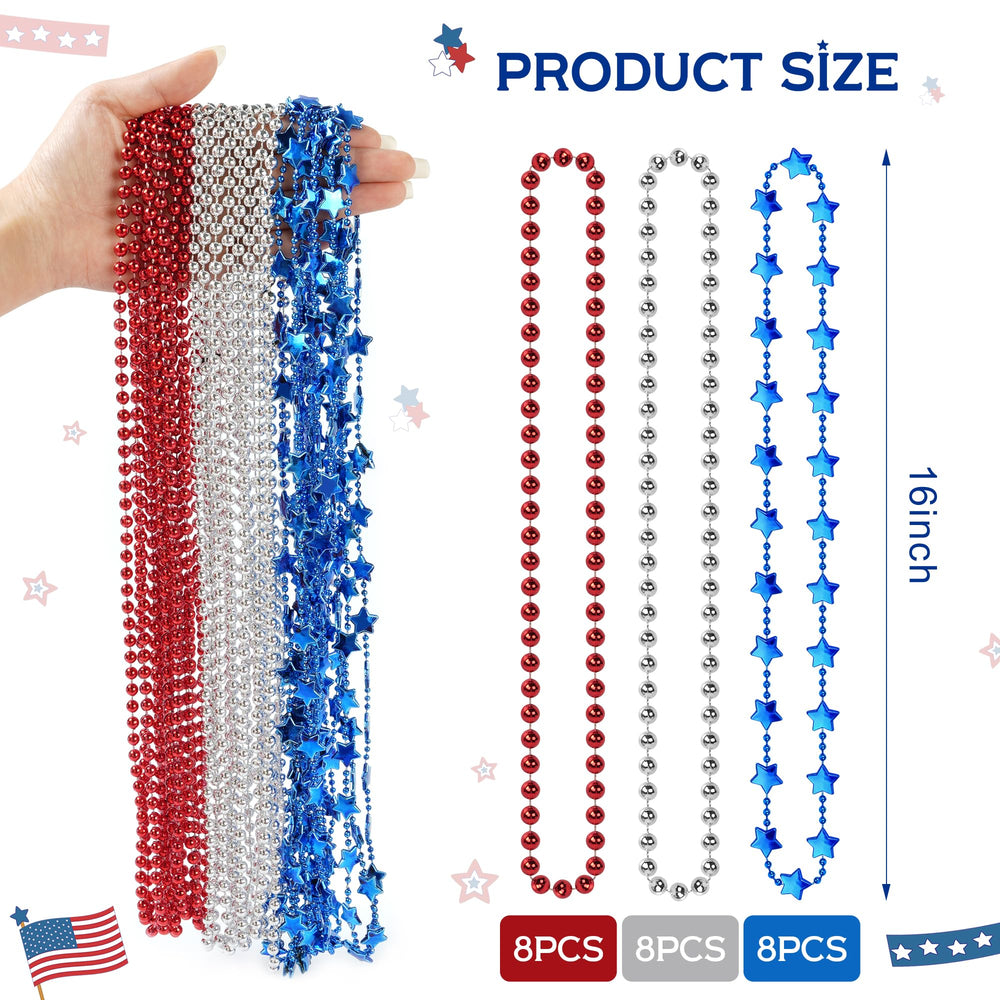HOOSUN 4th of July blue star beads necklace, adds patriotic flair to outfits.