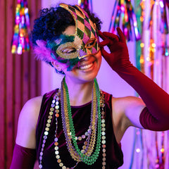 HOOSUN Mardi Gras beads used as home decor accents for festive gatherings
