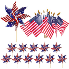 HOOSUN pinwheels with American flags on sticks for outdoor display and viewing