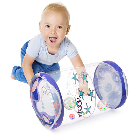 Hoovy sea-animals inflatable baby roller viewed head-on for visual stimulation.