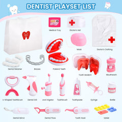 HOPANDOS dental tools for practicing brushing and flossing during pretend play.