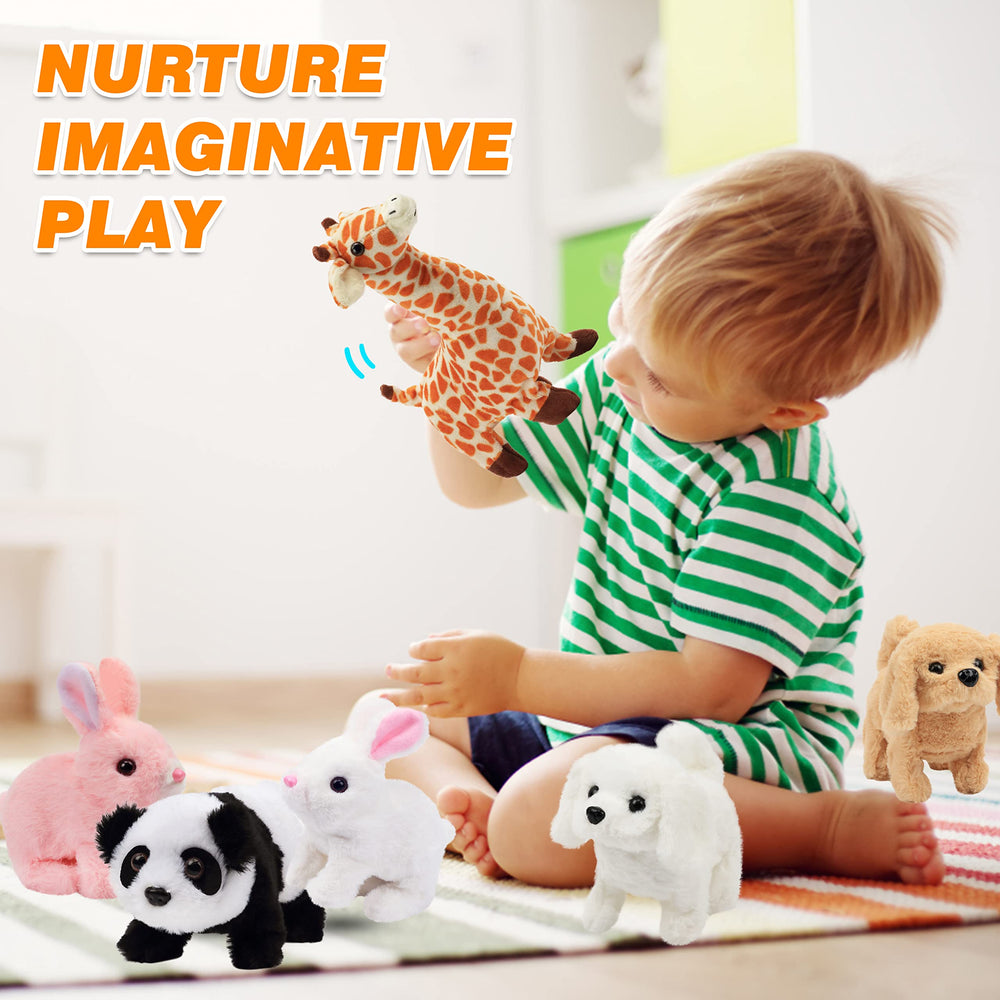 Hopearl brown plush dog in golden retriever style for cuddly pretend play.